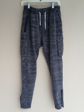 ASRV Men's Black/Gray Camo Cargo Jogger Pants DSG 0242 Comfort Fit Medium